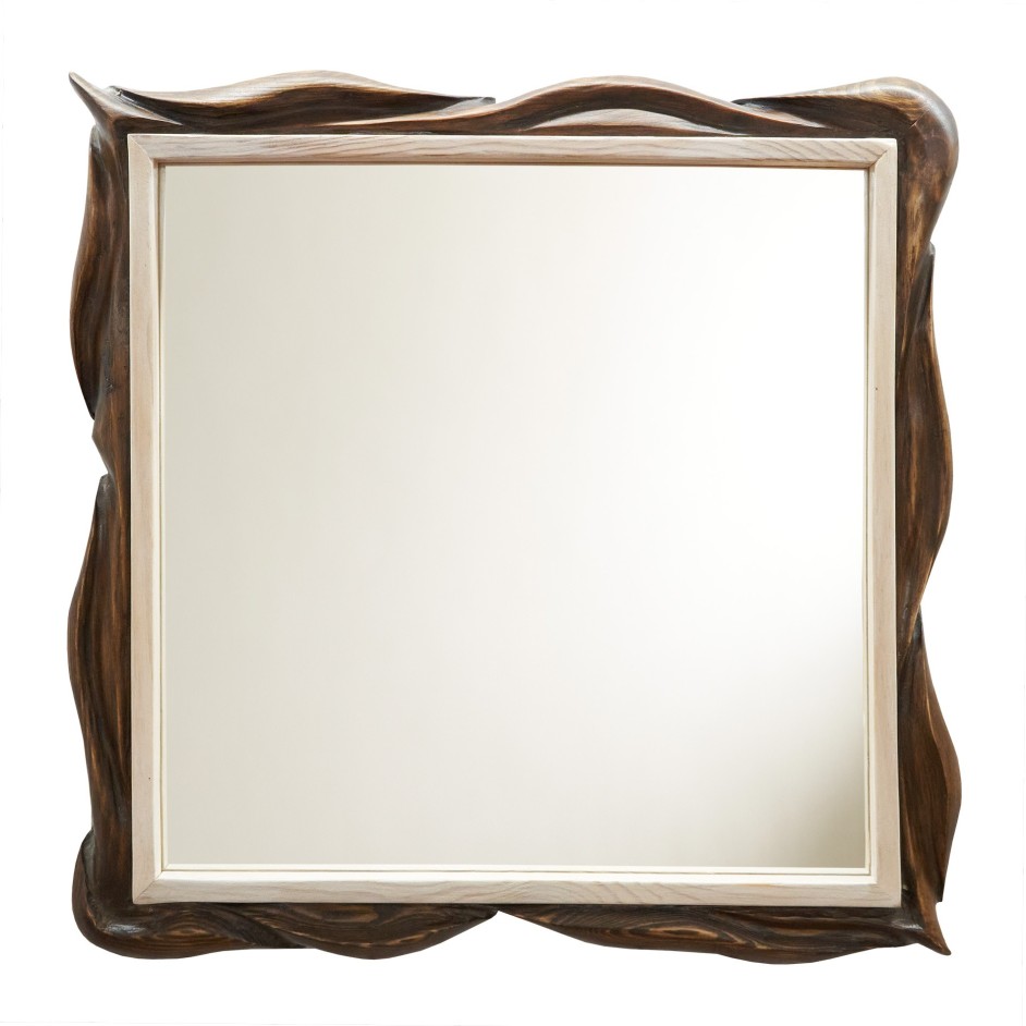 Espejo Decorativo Cuadrado de Madera Reciclada Artesanal