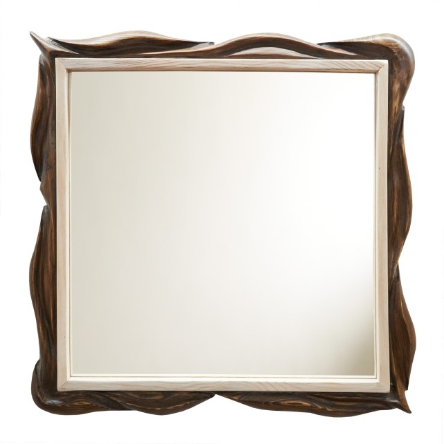 Espejo Decorativo Cuadrado de Madera Reciclada Artesanal