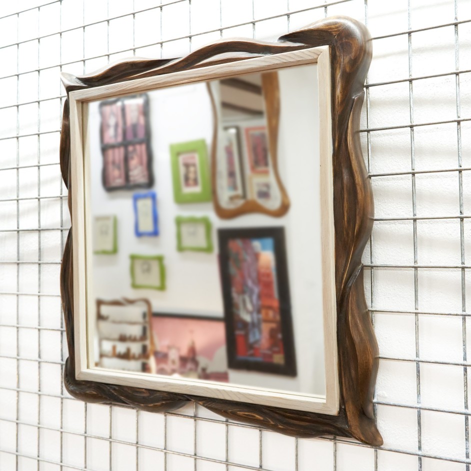 Espejo Decorativo Cuadrado de Madera Reciclada Artesanal 2