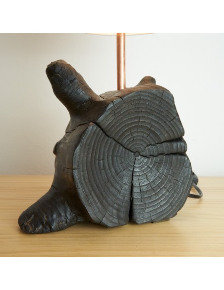 Lámpara de madera recuperada de Albarracín con tulipa vintage Lámpara de madera recuperada de Albarracín con tulipa vintage